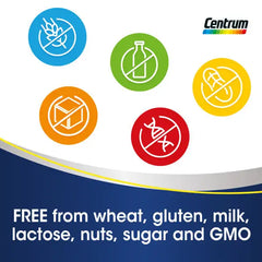 Centrum Advance 50+ 30 tablets for vitality, bone strength, immunity, and eye sight with key vitamins.