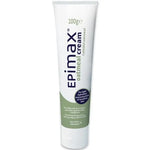 Front of Epimax Oatmeal Cream 100g tube with soothing formula for dry skin