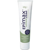 Front of Epimax Oatmeal Cream 100g tube with soothing formula for dry skin