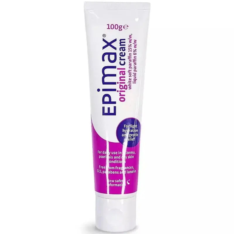 Front of Epimax Original Cream 100g tube – emollient for dry, sensitive skin