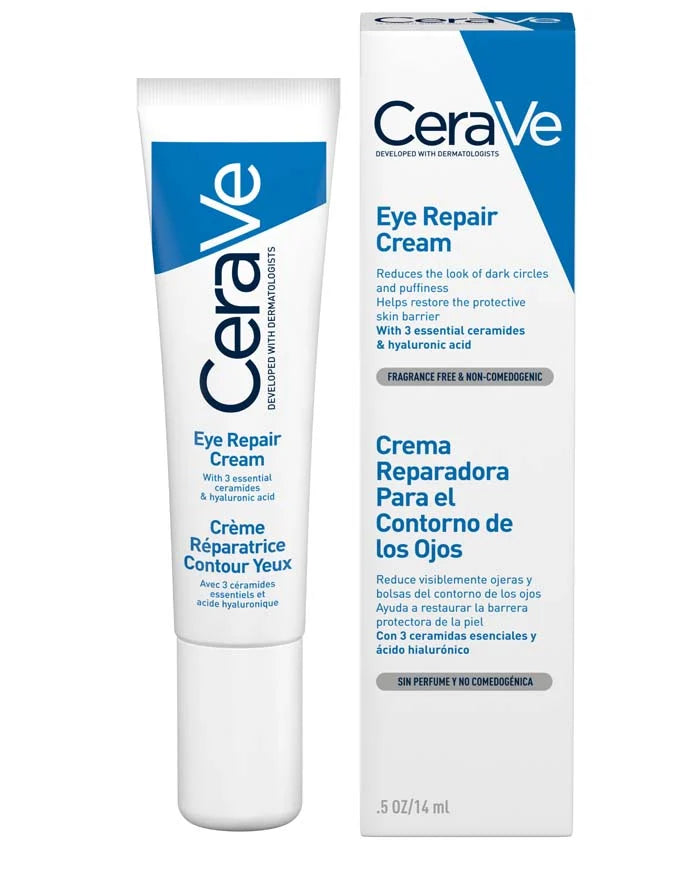 CeraVe Eye Repair Cream tube and packaging on a white background