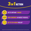 Promotional graphic with '3 in 1 Action' text on a purple background