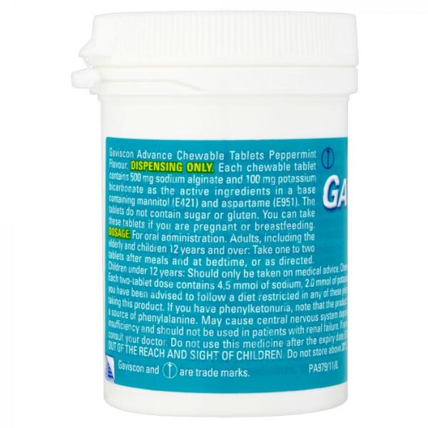 gaviscon advance 60 chewable tablets