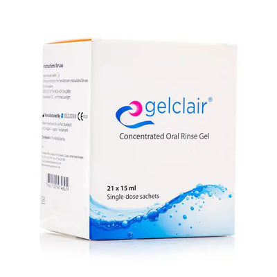 Box of Gelclair Concentrated Oral Rinse Gel on a white background