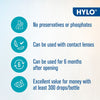 Promotional graphic for HYLO product with features listed on a light blue background