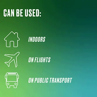 Nicorette inhalator can be used indoors, on flights, and public transport.