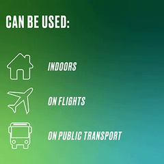 Nicorette inhalator can be used indoors, on flights, and public transport.