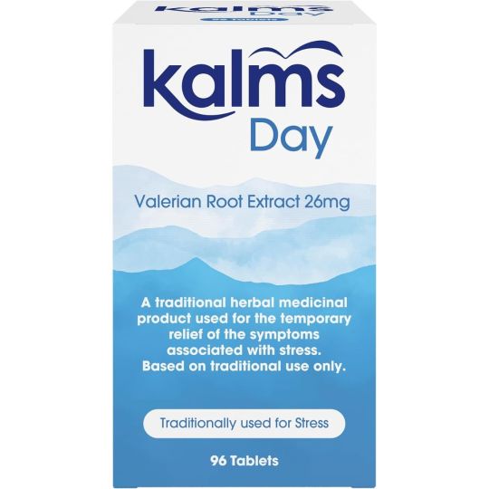 Box of Kalms Day Valerian Root Extract 26mg on a white background