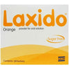Laxido orange powder 20 sachets for oral solution packaging on a white background