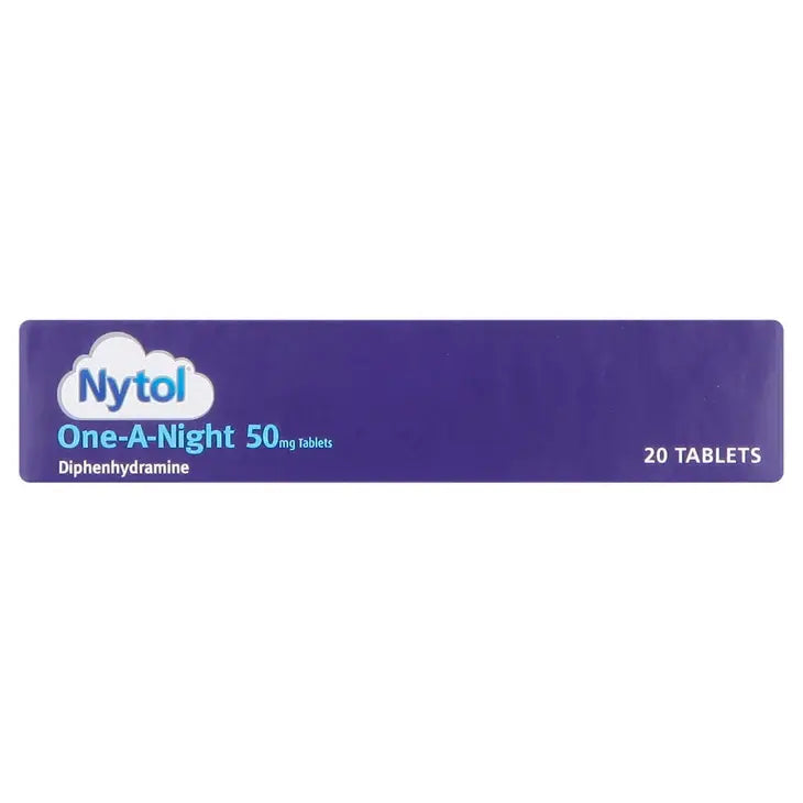 Nytol One-A-Night 50mg tablets packaging on a white background