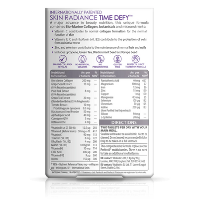 Perfectil Radiance beauty supplement packaging with glowing skin benefits