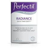 Front view of Perfectil Radiance skincare supplement box highlighting beauty nutrients