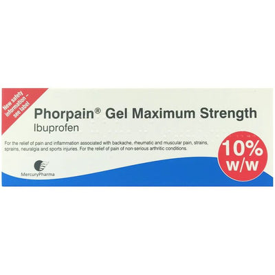 Phorpain Gel Maximum Strength 30g packaging with Mercury Pharma logo on a white background