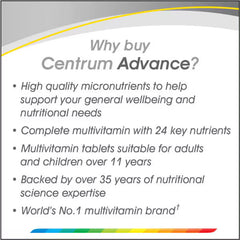 Centrum Advance (100 Tablets): Daily Multivitamin for Energy and Immune Support