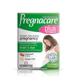 Front view of Pregnacare Plus box showing branding and nutritional highlights