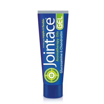 Blue tube of Jointace gel on a white background