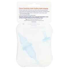 Snufflebabe Nasal Aspirator packaging back with breathing, feeding, and sleep benefit info.