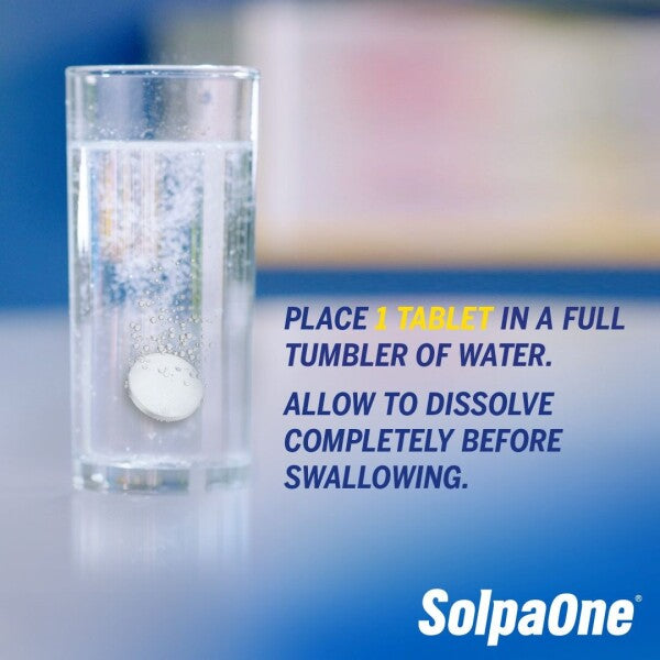 solpaone 1000mg effervescent tablets in the glass of water