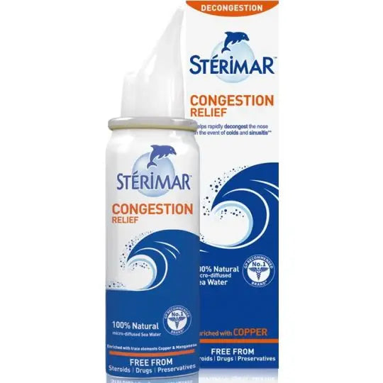 Sterimar Congestion Relief nasal spray: 100% natural seawater, clears blocked noses, fights colds.