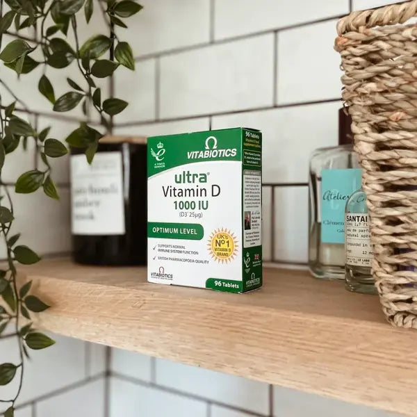 Ultra Vitamin D 1000 IU 96 mini tablets, providing optimum level vitamin D for immune system support.