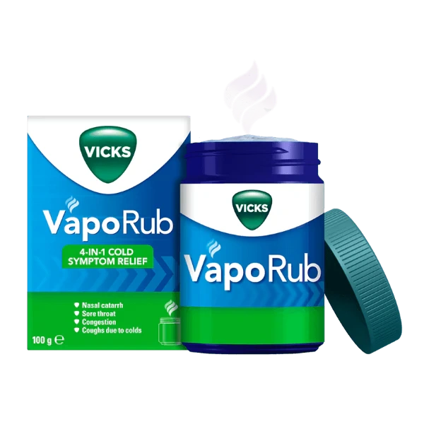 Front view of Vicks VapoRub 50g jar for cold relief and chest congestion
