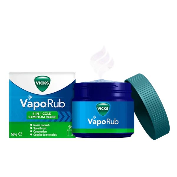 Front view of Vicks VapoRub 50g jar for cold relief and chest congestion
