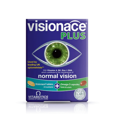 Visionace Plus packaging with an eye illustration on a white background