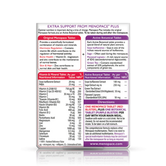 Menopace Plus 56 tablets, with soya isoflavones and green tea, supporting menopause health.
