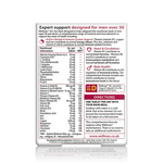 Nutritional label for a supplement designed for men over 50 on a white background