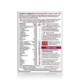 Nutritional label for a supplement designed for men over 50 on a white background