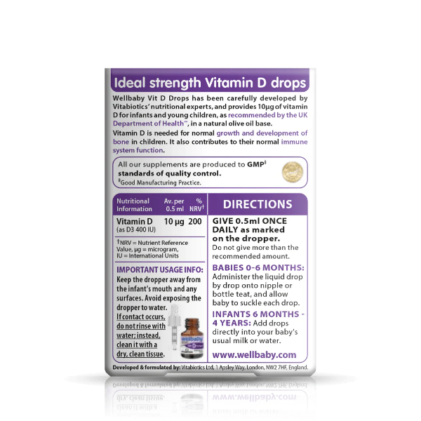 wellbaby vitamin d drops​ back view
