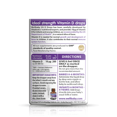 wellbaby vitamin d drops​ back view