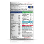 Nutritional supplement package with detailed information on a white background