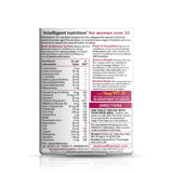 Wellwoman 50+ back view showing nutritional info for brain, heart, and immune health support.