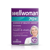 Wellwoman 70+ 30 tablets with 26 nutrients, supporting health, vitality, and cognitive function for women over 70.