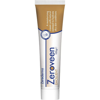Zeroveen emollient cream 100g bottle with pump on a white background